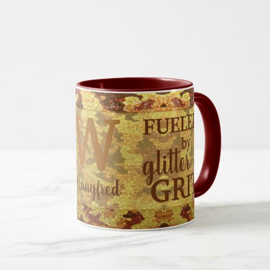 Mug Hunter Orange Camouflage Glitter Camo Name (Devant droit)