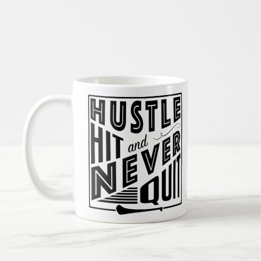 Mug Hurler Hustle Hit & Never Quit, GAA Jeux Gaelic (Gauche)