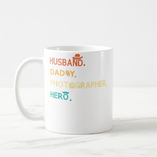Mug Husband Daddy Photographer Hero Retro Vintage Phot (Gauche)