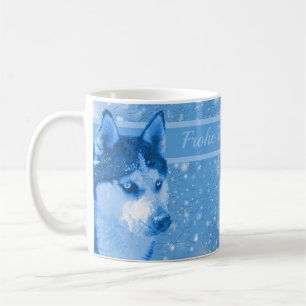 Mug Husky bleu Joyeux Noël papa