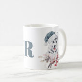 Mug Husky de Noël Monogramme Chien (Devant droit)