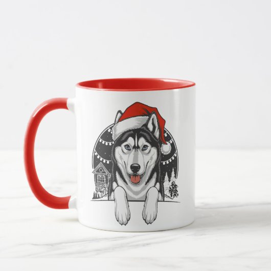 Mug Husky Noël – Chien d'hiver festif (Gauche)