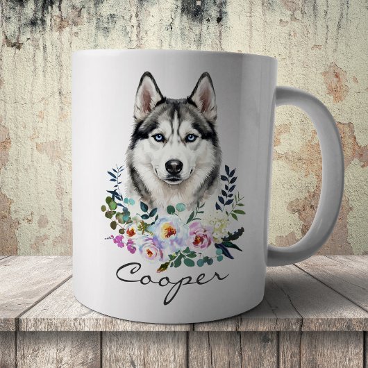 Mug Husky sibérien à l'aquarelle