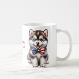 Mug Husky sibérien américain patriotique personnalisé