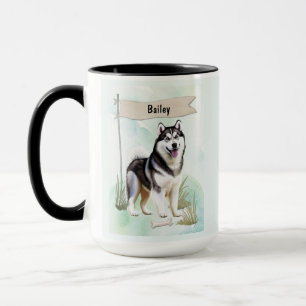 Mug Husky Sibérien Aquarelle Chien Personnalisé