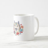Mug Husky Sibérien avec des fleurs florales Broderie p (Devant droit)