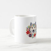 Mug Husky Sibérien avec des fleurs florales Broderie p (Devant gauche)