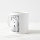Mug Husky Sibérien Blanc avec Dessin d'Art Blue Eyes (Devant gauche)