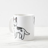 Mug Husky Sibérien de dessin animé pie noir (Devant gauche)