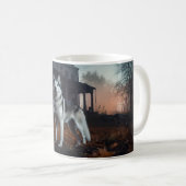Mug Husky sibérien Halloween Épouvantable (Devant droit)