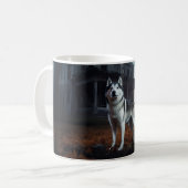 Mug Husky sibérien Halloween Épouvantable (Devant gauche)