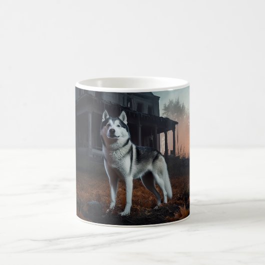 Mug Husky sibérien Halloween Épouvantable (Centre)