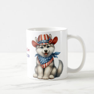 Mug Husky sibérien patriotique personnalisé du 4 juill