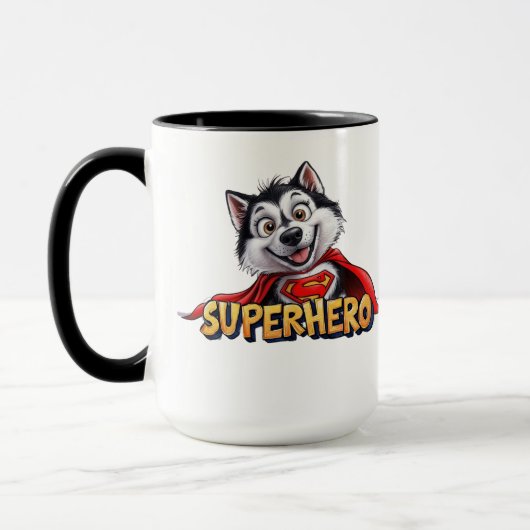 Mug Husky Superhero : Rencontrez le Super Chien !" (Gauche)