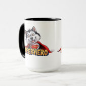 Mug Husky Superhero : Rencontrez le Super Chien !" (Devant gauche)