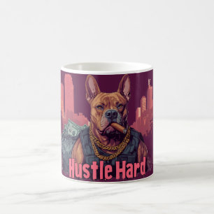 Mug Hustle Hard - Pitbull Chien avec de l'argent et Ci