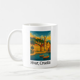 Mug Hvar Croatie Coloré Voyage Artistique Vintage