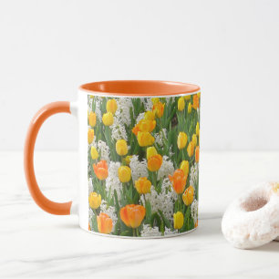 MUG HYACINTHÈQUES BLANCS ET TULIPS JAUNE ET ORANGE