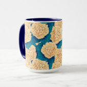 Mug Hydrangea aquarelle motif, jaune et bleu (Devant gauche)