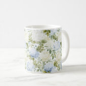 Mug Hydrangea Blanc Bleu Fleurs Romantiques Salle de M (Devant droit)