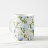 Mug Hydrangea Blanc Bleu Fleurs Romantiques Salle de M (Devant gauche)