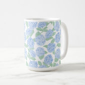 Mug Hydrangea Bleu Vert Élégant Prépa (Devant droit)