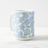 Mug Hydrangea Bleu Vert Élégant Prépa (Devant gauche)