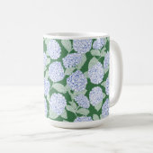 Mug Hydrangea Bleu Vert Élégant Prépa (Devant droit)