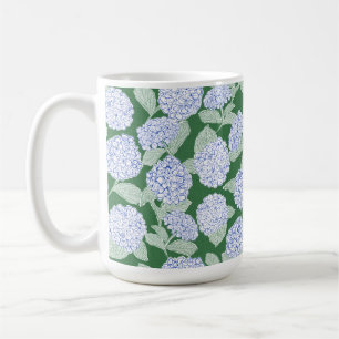 Mug Hydrangea Bleu Vert Élégant Prépa