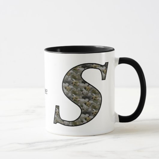Mug Hydrangea Fleur Personnalisée Monogramme Initiale (Droite)