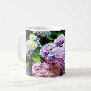 Mug Hydrangea garden, rose, bleu, purple floral