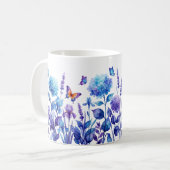 Mug Hydrangea Iris Papillon Lavande à l'encre d'al (Devant gauche)