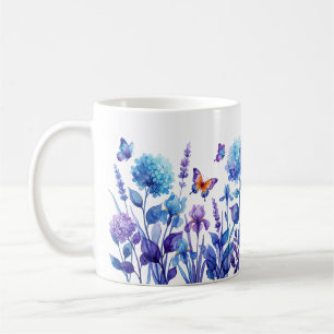 Mug Hydrangea Iris Papillon Lavande à l'encre d'al