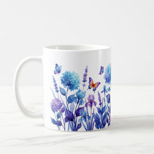 Mug Hydrangea Iris Papillon Lavande à l'encre d'al (Gauche)