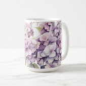 Mug Hydrangeas aquarelle rose violet élégant (Devant droit)