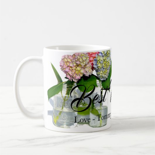 Mug Hydrangeas et Mason pot meilleure maman jamais (Gauche)