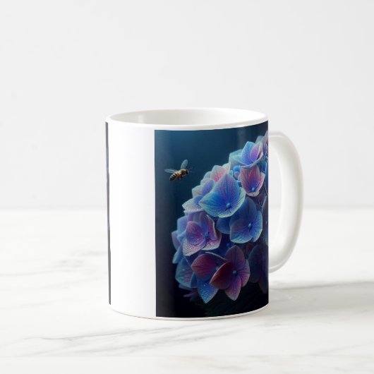 Mug Hydrangeas Floral Purple et Bleu (Devant droit)
