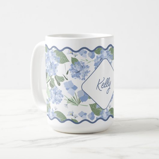 Mug Hydrangeas Girly Classy Personnalisé Côtier (Devant gauche)