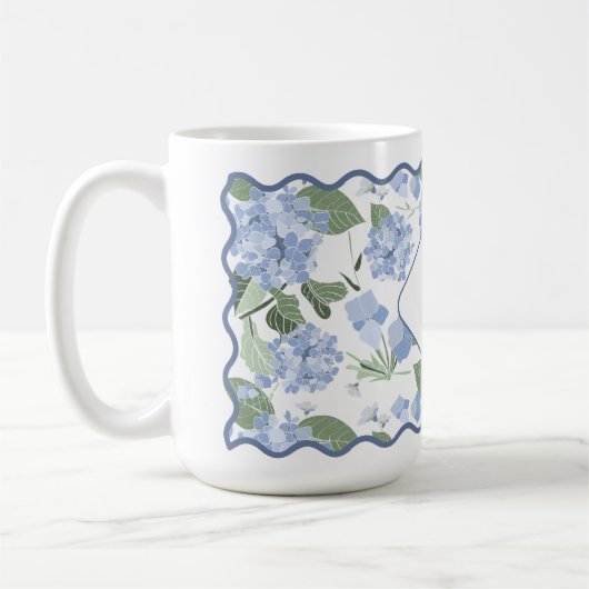 Mug Hydrangeas Girly Classy Personnalisé Côtier (Gauche)