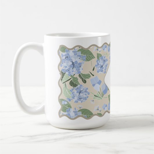 Mug Hydrangeas Girly Delicate Personnalisé Côtier (Gauche)