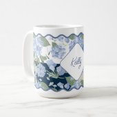 Mug Hydrangeas Girly Patchwork Personnalisé Côtier (Devant gauche)