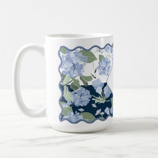 Mug Hydrangeas Girly Patchwork Personnalisé Côtier (Gauche)