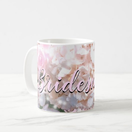 Mug Hydrangeas roses en dentelle blanche romantique De (Devant gauche)