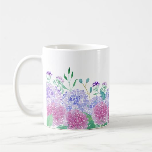 Mug Hydrangeas Violet Et Bleu Aquarelle (Gauche)