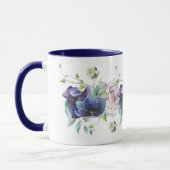 Mug Hydrangée bleue profonde et Roses (Gauche)