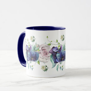 Mug Hydrangée bleue profonde et Roses