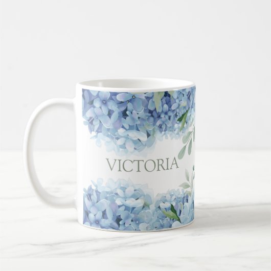 Mug Hydrangée florale personnalisée (Gauche)