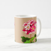 Mug Hydrangée japonaise vintage. Rose et vert (Devant droit)