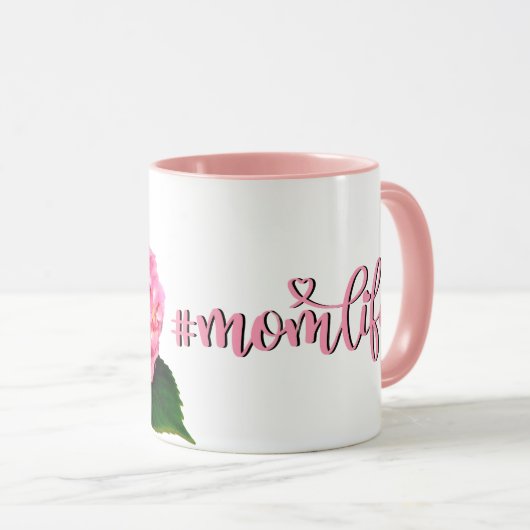Mug Hydrangée rose rose fleur rose (Devant droit)