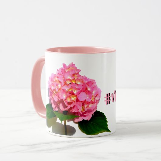 Mug Hydrangée rose rose fleur rose (Devant gauche)